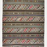 Turkish Colorful Persian Kilim Rug, Wool Area Rug, 141x240