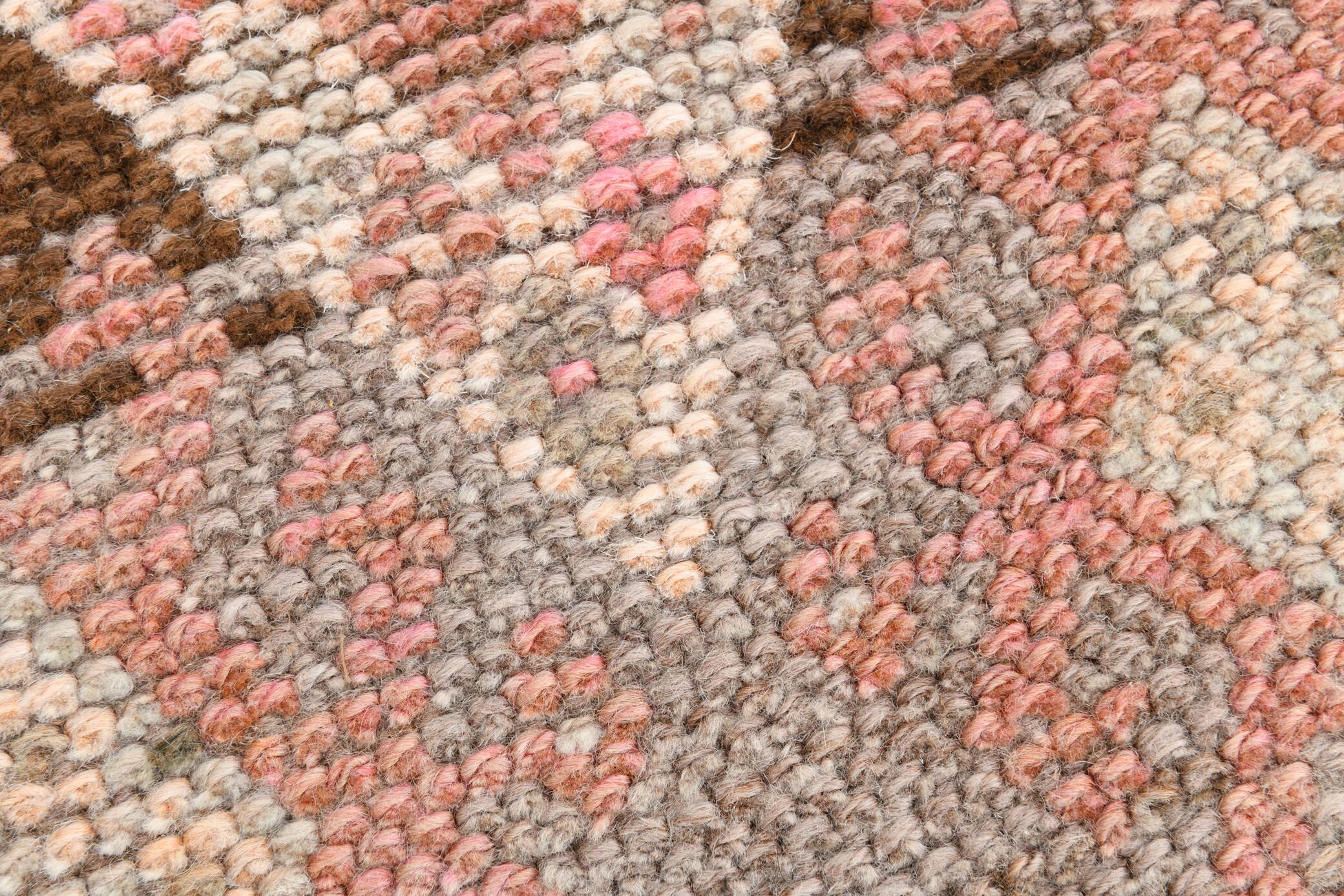 3x12 Pink & Brown Suğer Soft Modern Vintage Runner Rug, 92x376Cm