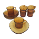 Set of 6 Duralex cups and 6 Vereco saucers