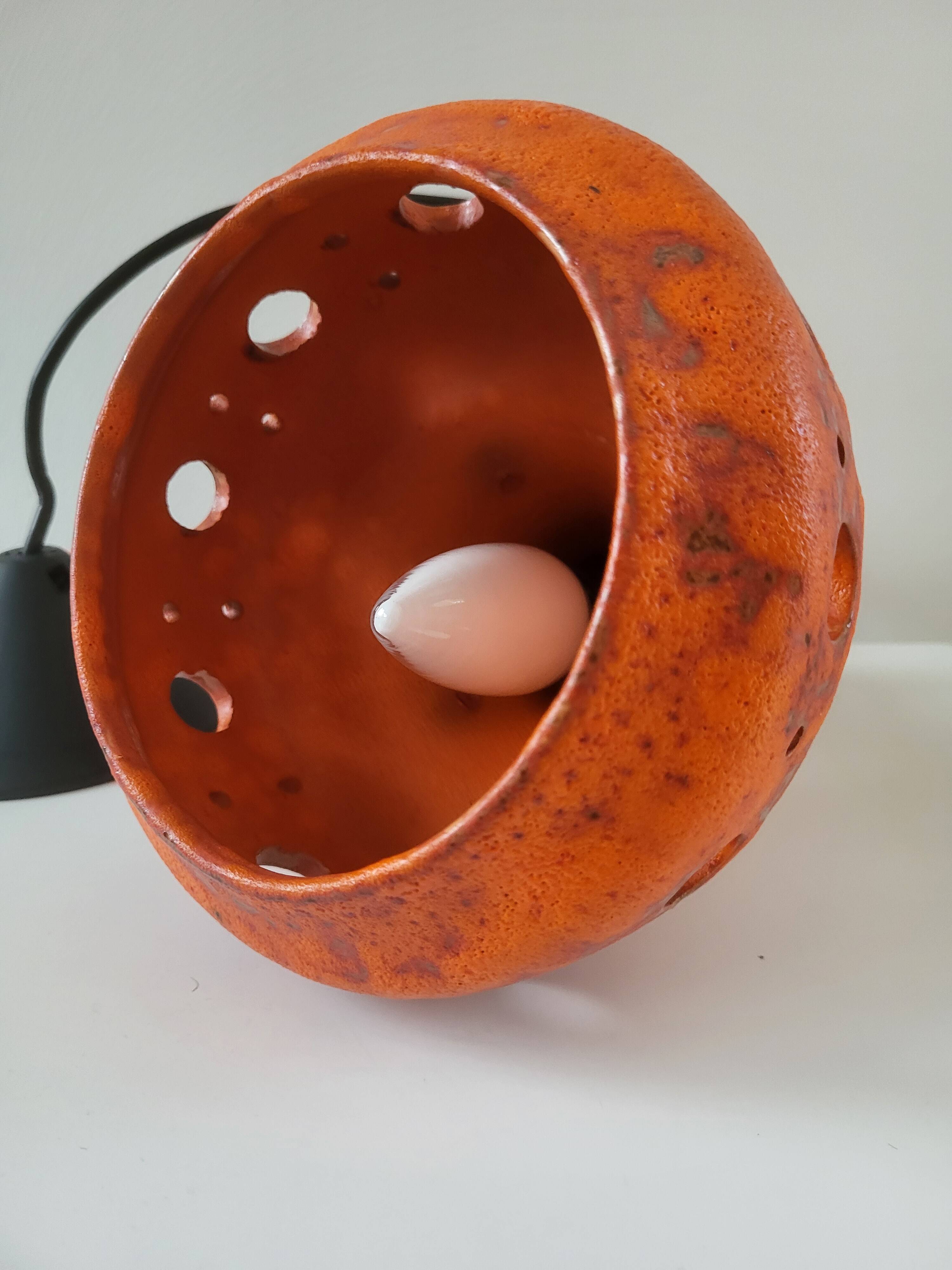 Lampe à suspension Fat Lava en céramique, teinte orange, pot 50