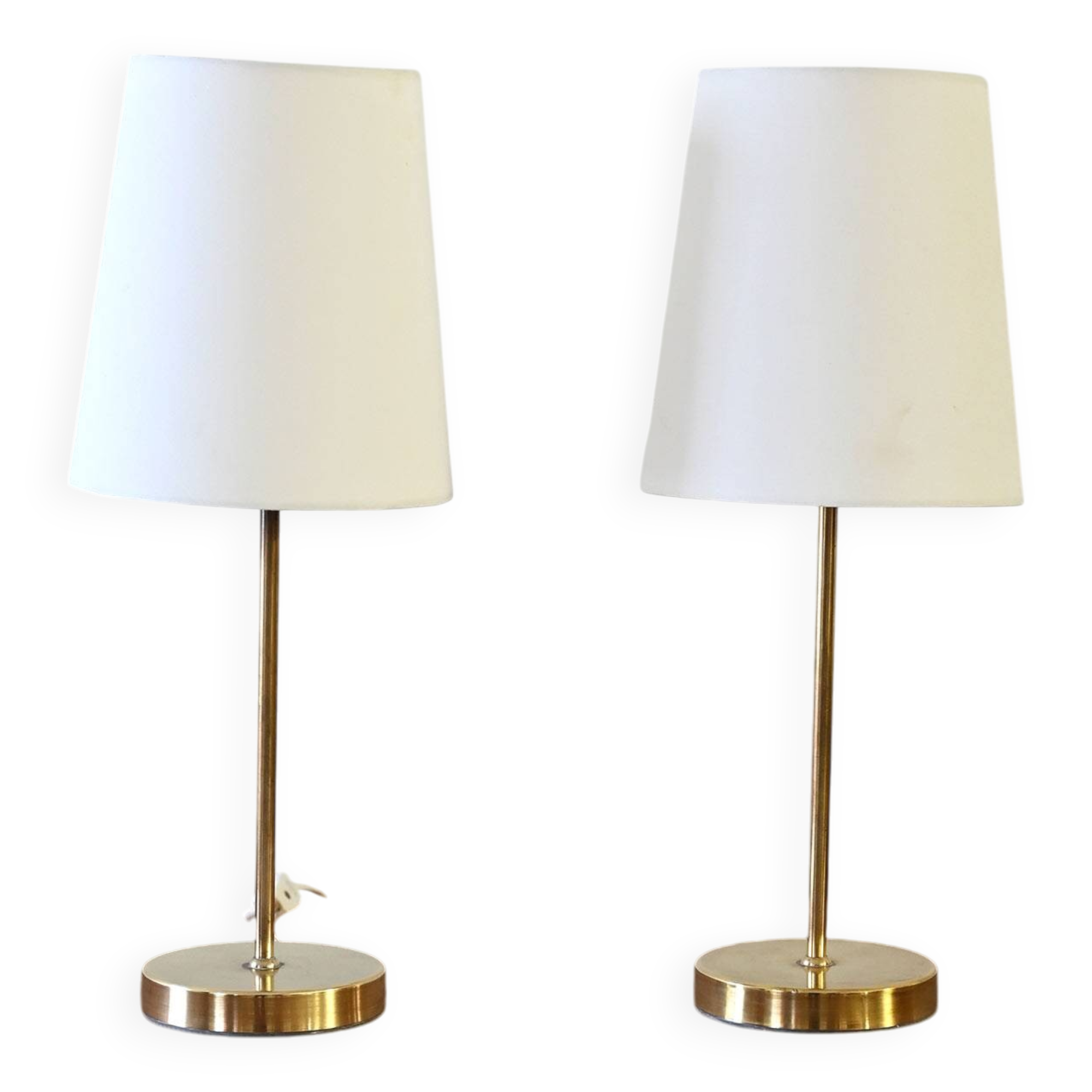 Pair of Scandinavian brass bedside lamps