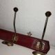 Old wall coat rack wood and iron 4 hooks
