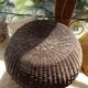 Wicker and rattan pouf