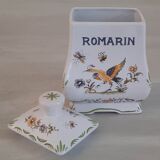 Apothecary pot "Rosemary" in faience of Moustiers