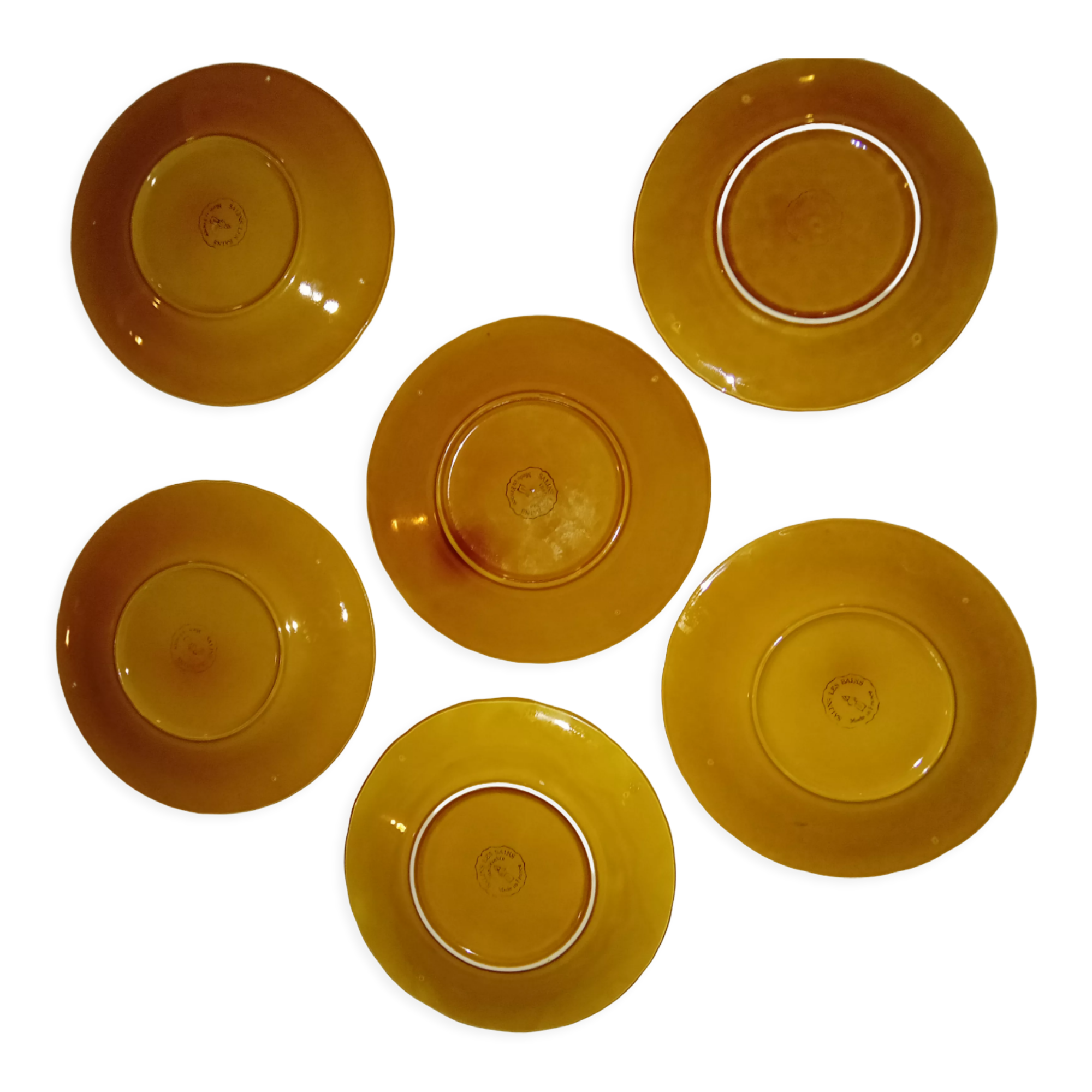 Six slurry dessert plates