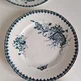 Set of 6 old flat ironstone plates from St Amandinoise, Louis XV