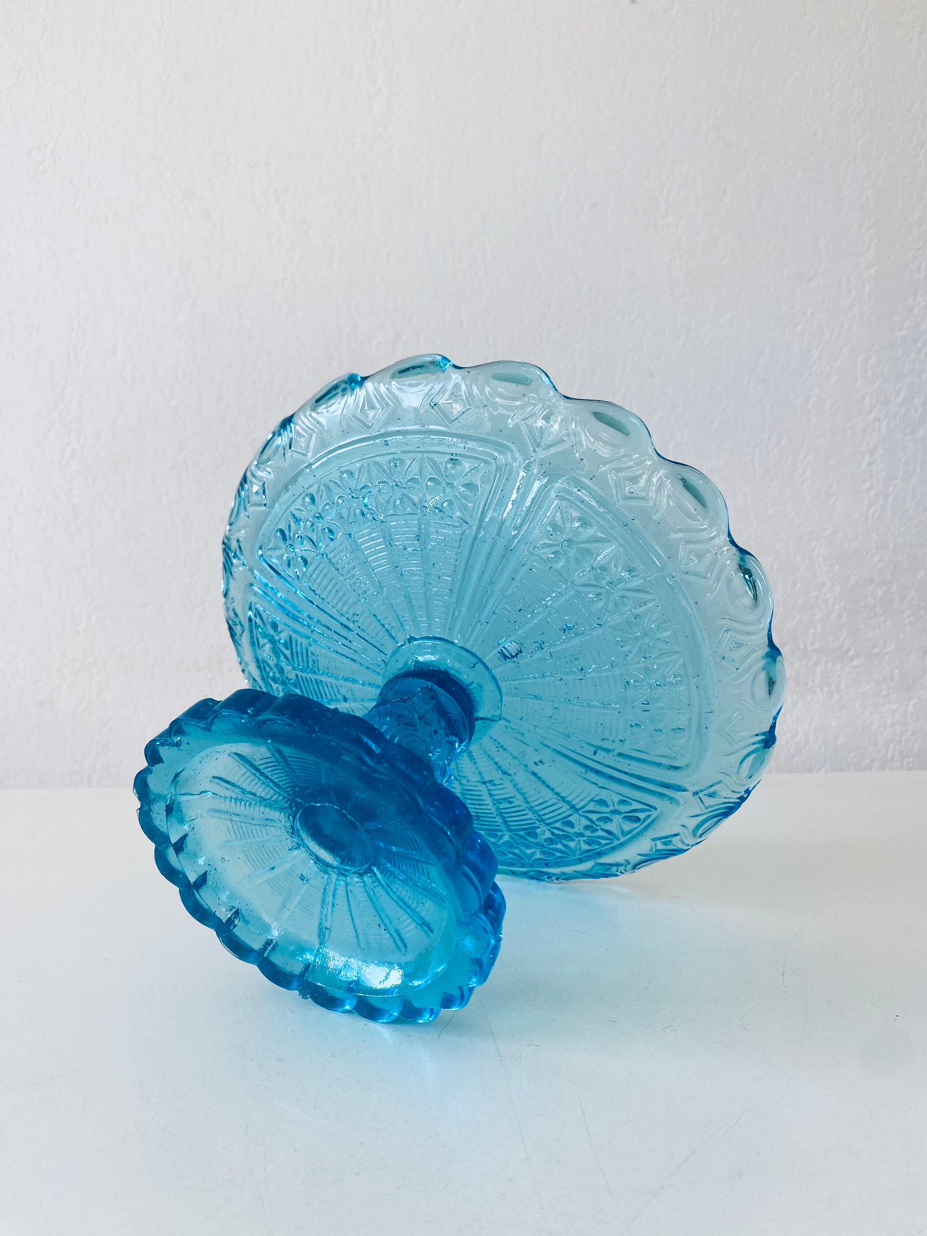 Blue glass stand cup