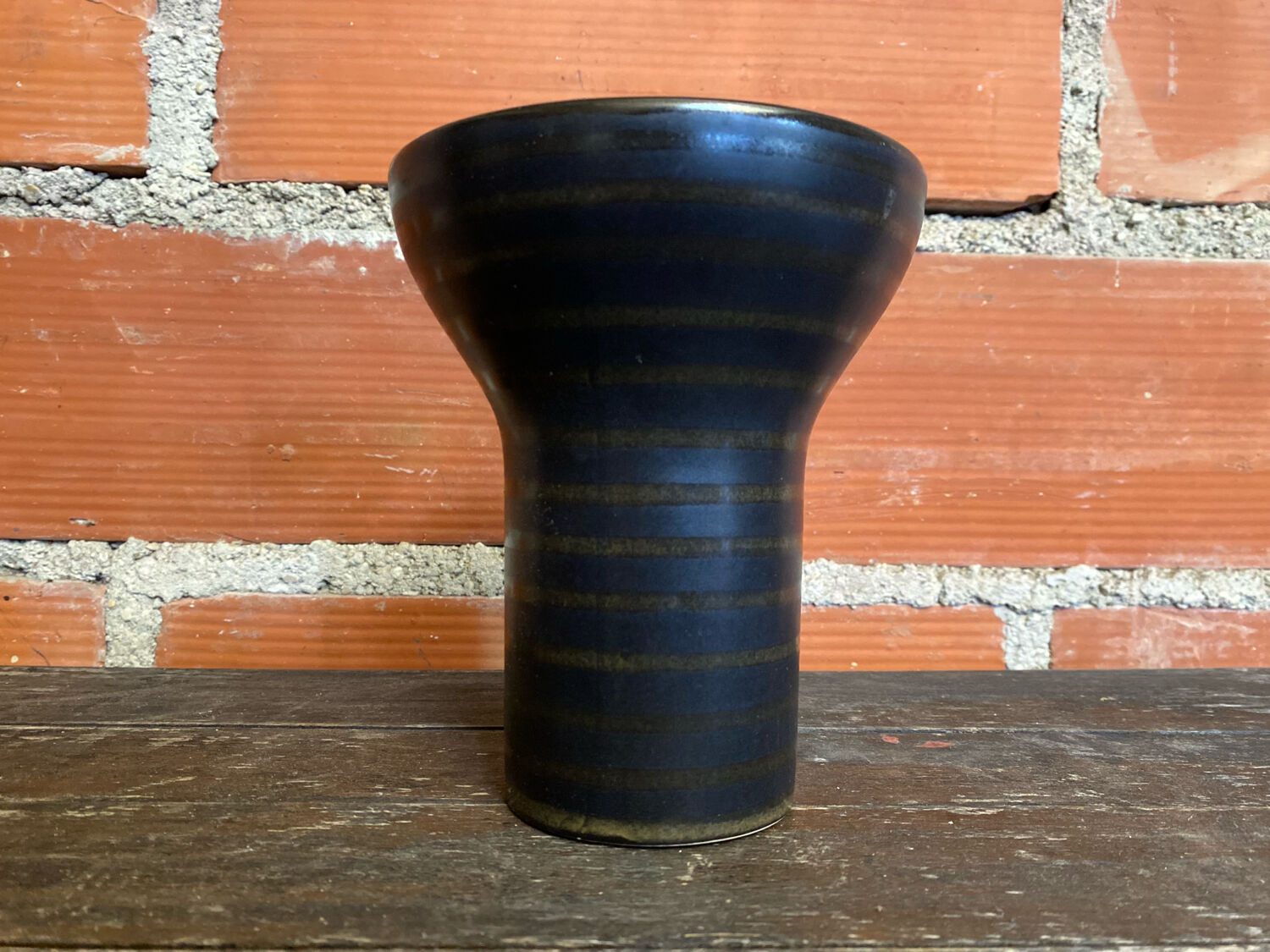 Vase CUBA Aza Selection Made In Germany Black Brown Ceramic Vintage