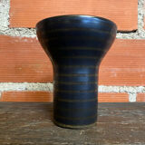 Vase CUBA Aza Selection Made In Germany Black Brown Ceramic Vintage