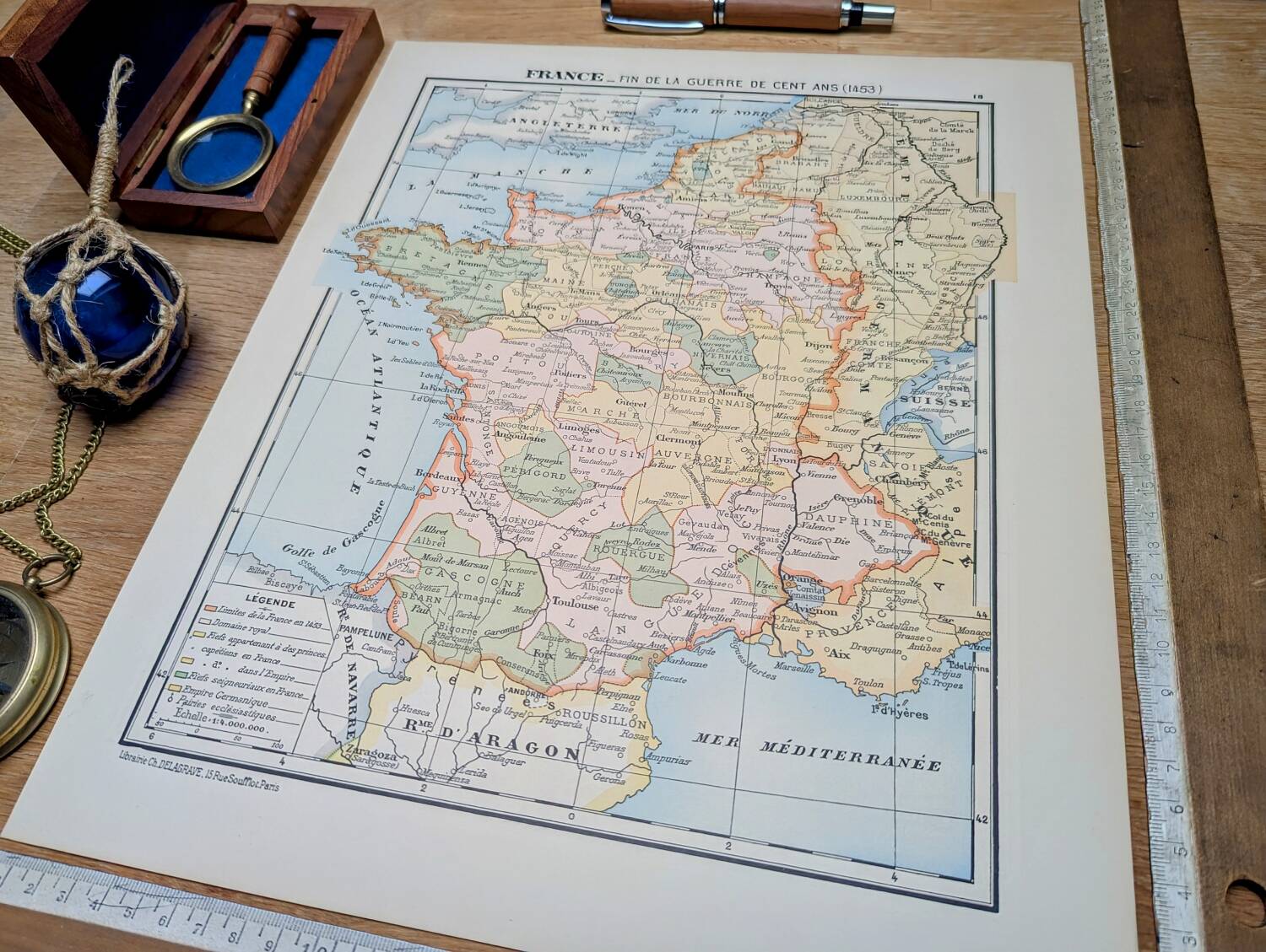 Printed in 1900, France in 1453. Original Authentic Vintage.