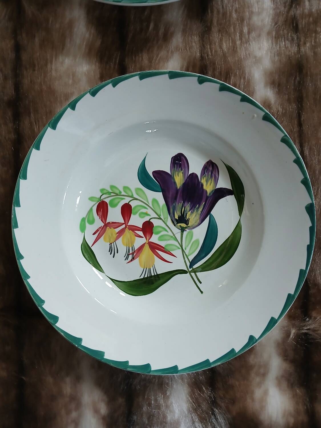 3 antique deep plates from St Amand and Hamage