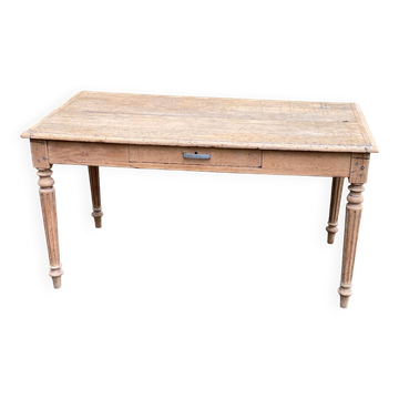 19th-century Louis XVI solid oak farmhouse table, 140cm.