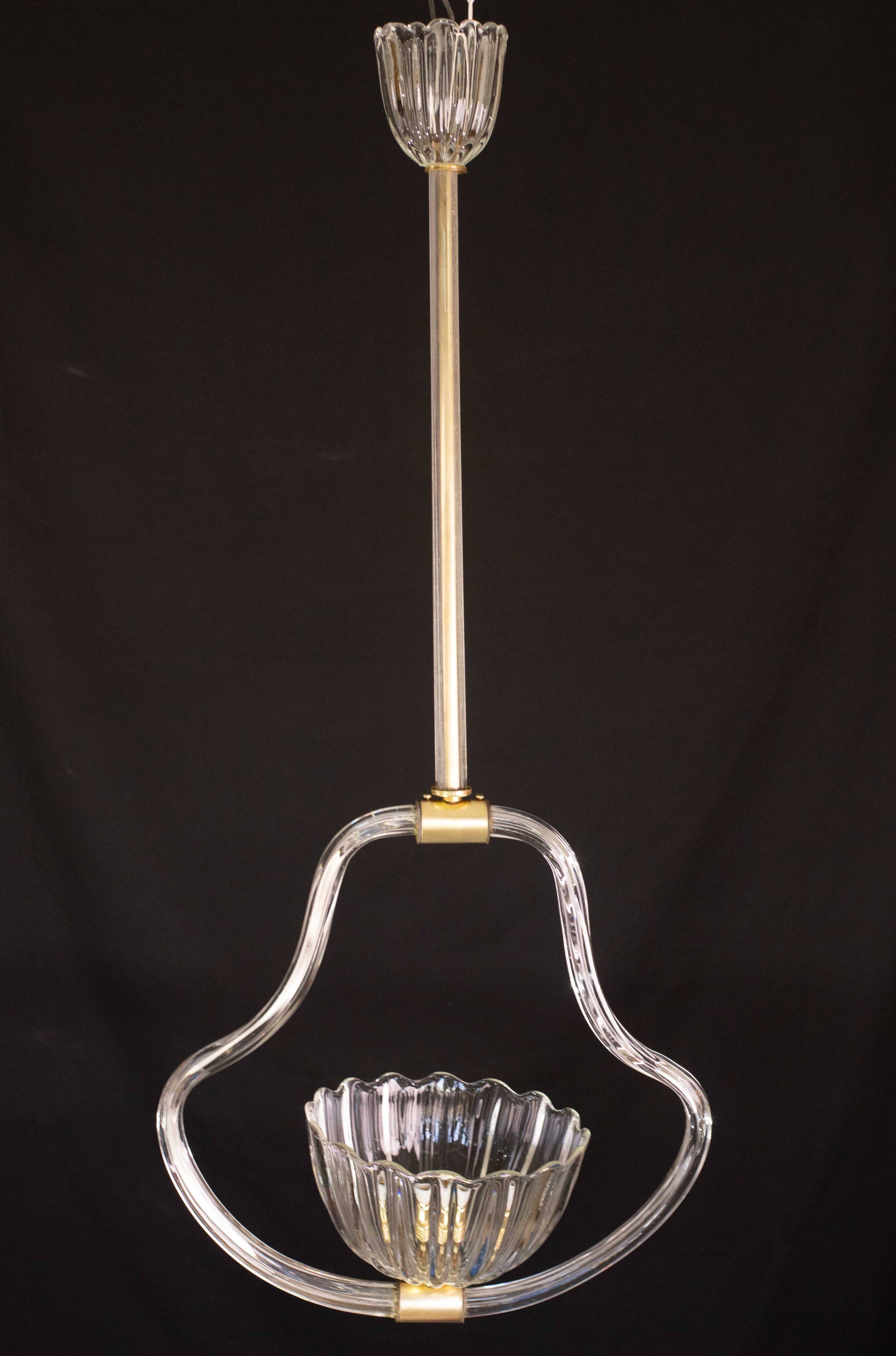 Elegant Art Decò Barovier and Toso Chandelier, 1940s