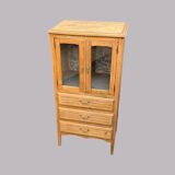 Art Deco glass-fronted Parisian buffet in raw wood