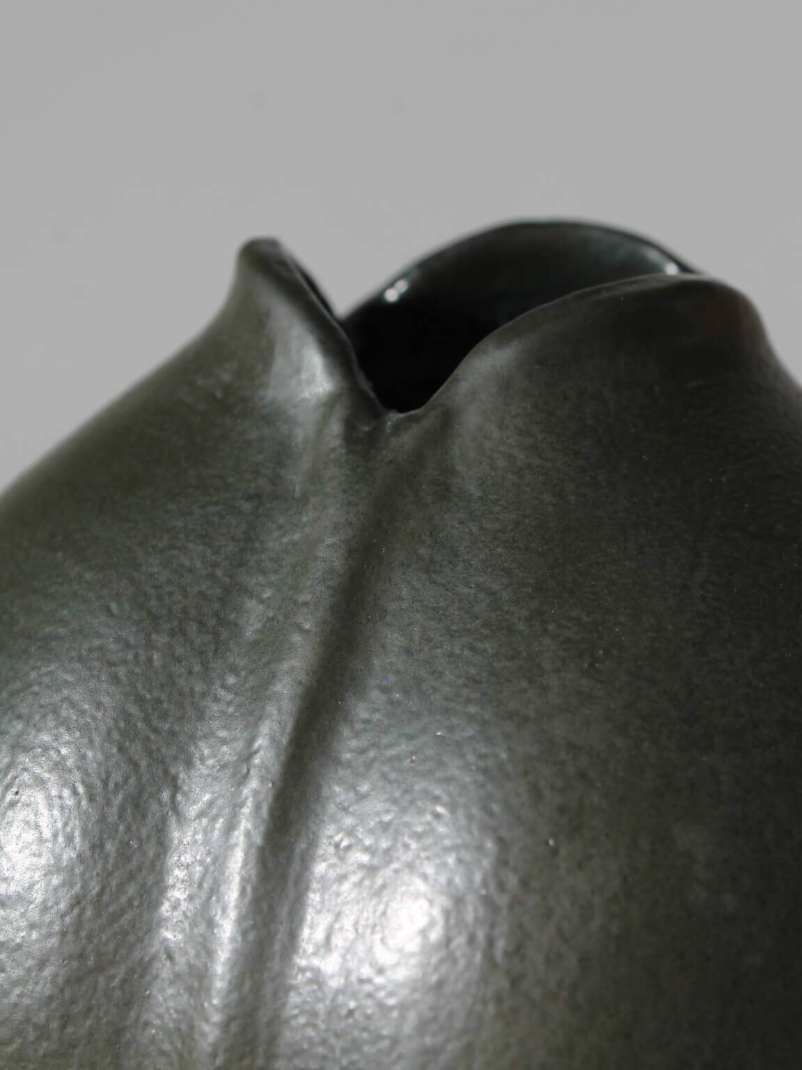 Flower Bud Shaped Ceramic Vintage Vase, Signed