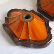 Ensemble de 2 lampes allemandes orange de mur en céramique de la lave de la 1960 / 70s