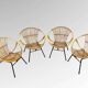 Set of 04 adult basket chairs in wicker rattan from the 1950s/60s vintage.