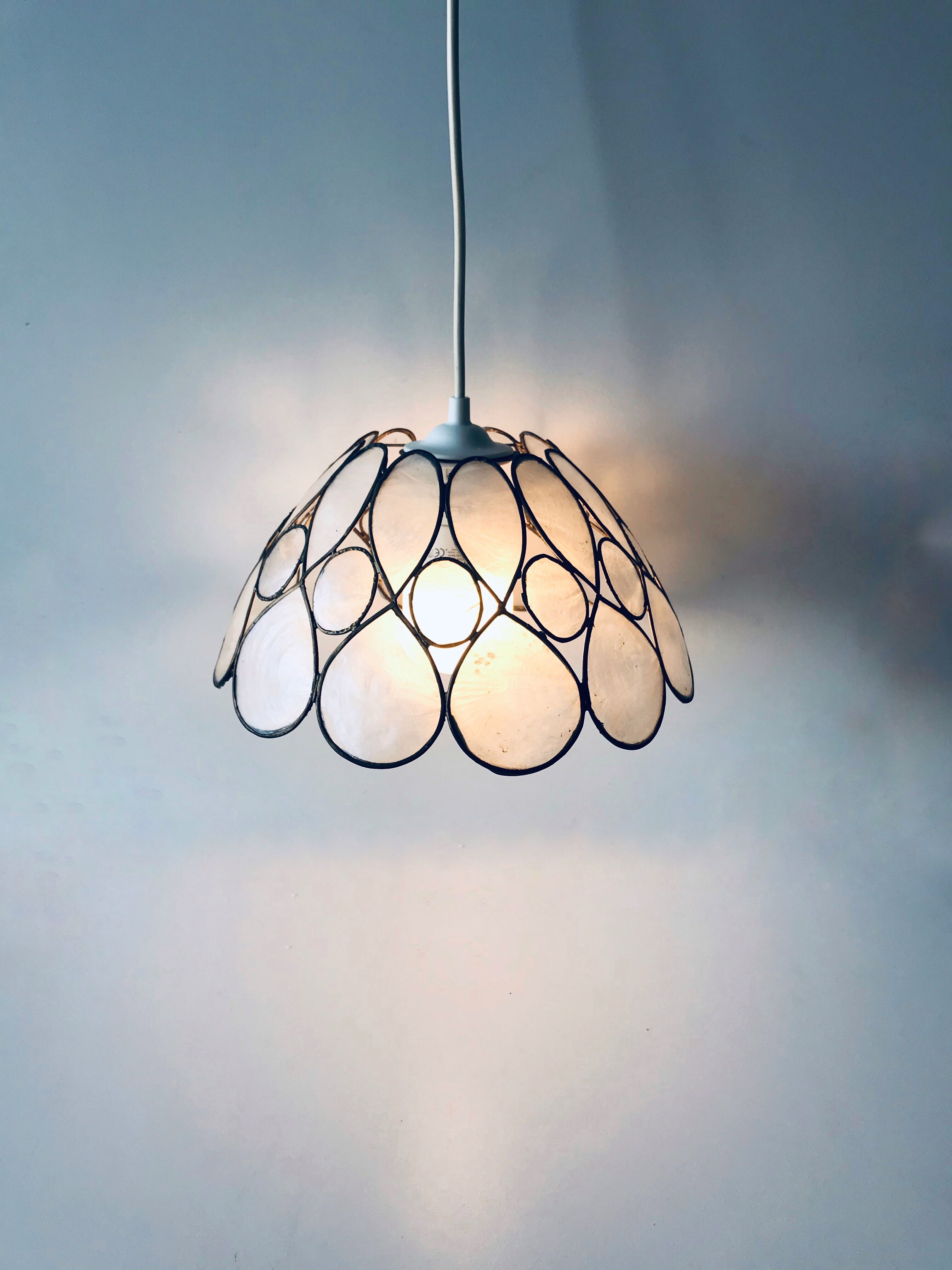 Mother-of-pearl and brass pendant light