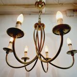 6-light chandelier in bronze and brass