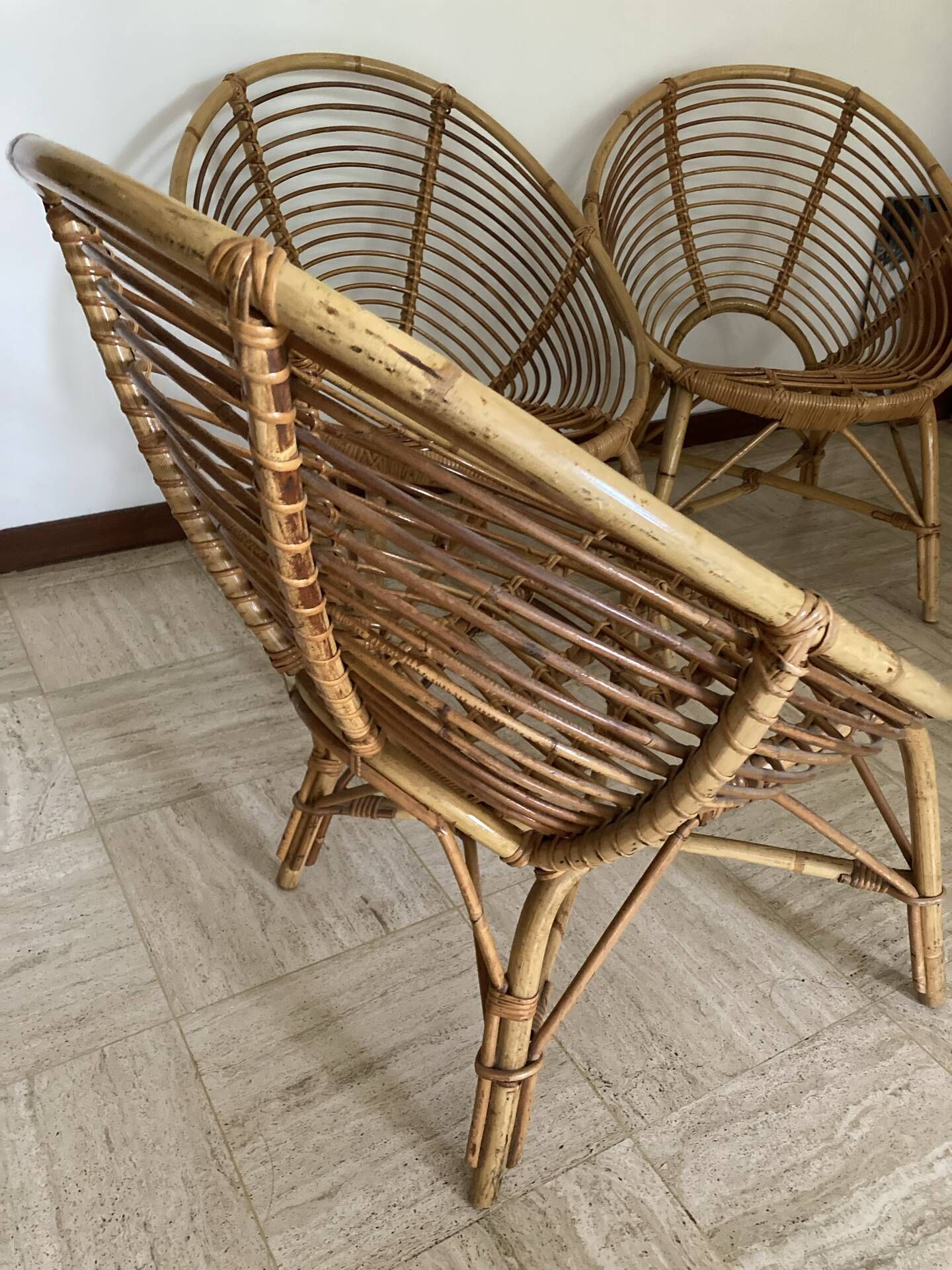 Vintage rattan shell chairs
