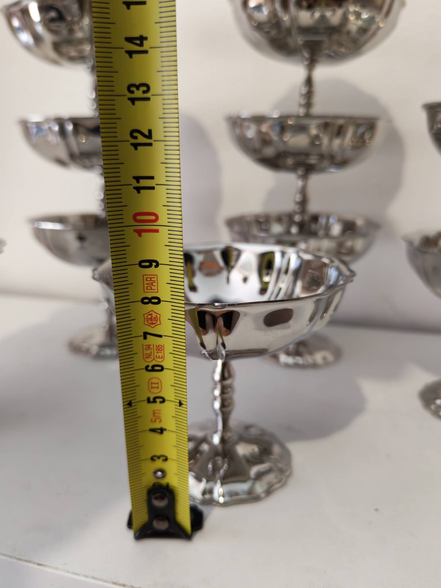 12 shiny high sorbet cups in stainless steel chrome