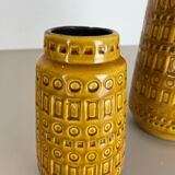 Set of two pottery fat lava vases "ochre" by scheurich, germany, 1970s