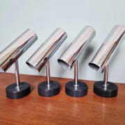 Pair of chrome metal wall lights, Staff Leuchten, Germany, 1970.