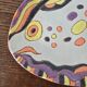 Hand-painted artisan fish plate, signed – Coloured terracotta with naive decoration