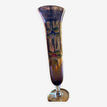 Vase flûte cristal décoré à la main