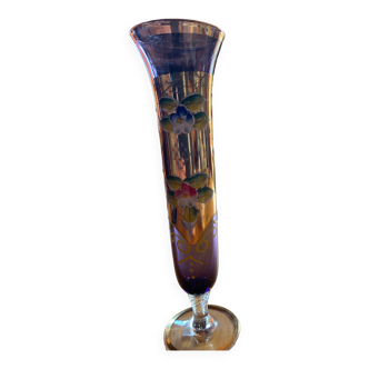 Hand decorated crystal flute vase