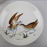 Service modèle oiseaux en faïence polychrome Gien peinte à la main