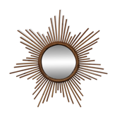 XL starry sun mirror in rattan, France around 1970