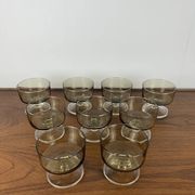 Set of 9 smoked glass champagne glasses, 1970