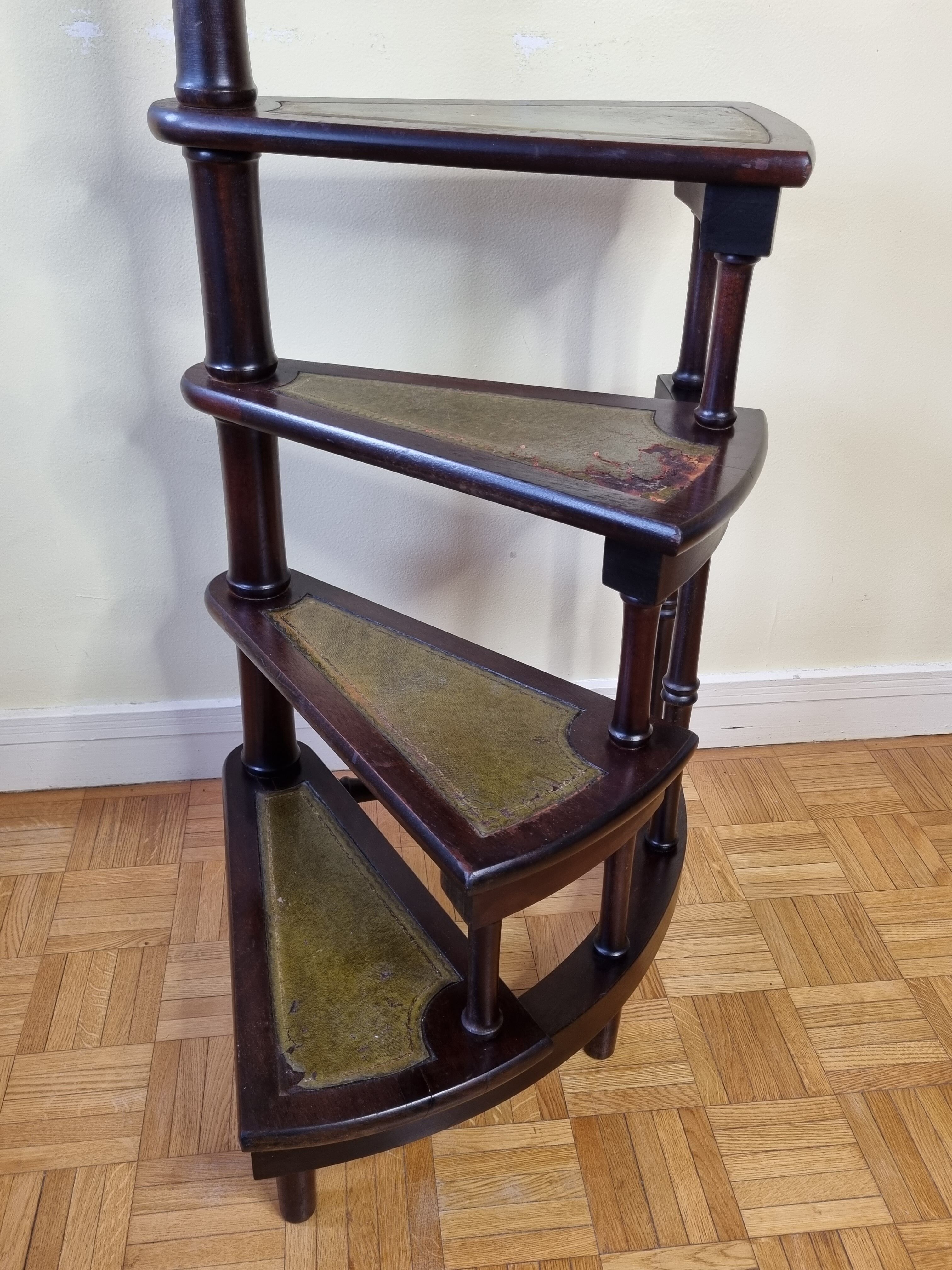 Victorian-style mahogany style library staircase circa 1900