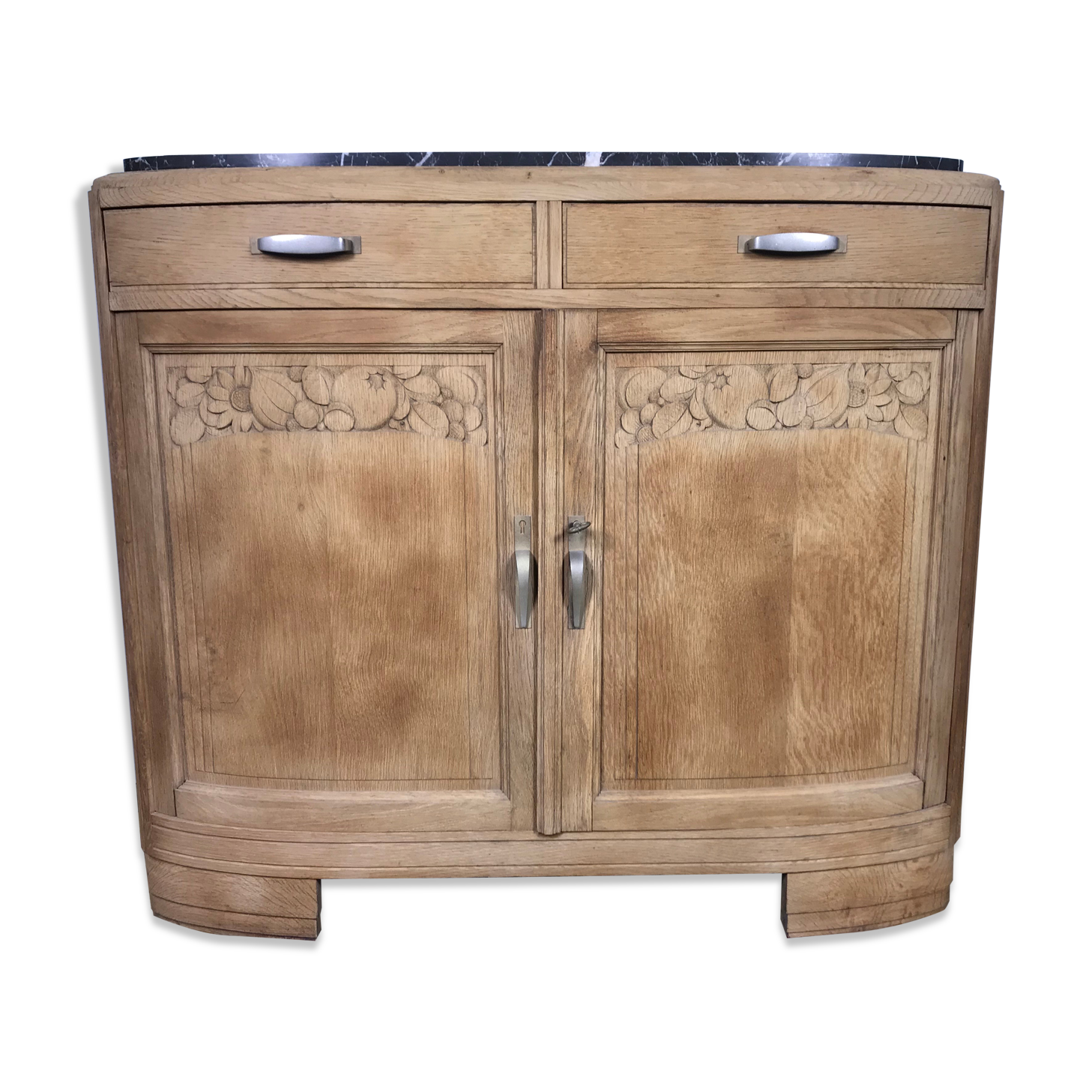 Art Deco oak buffet erased marble