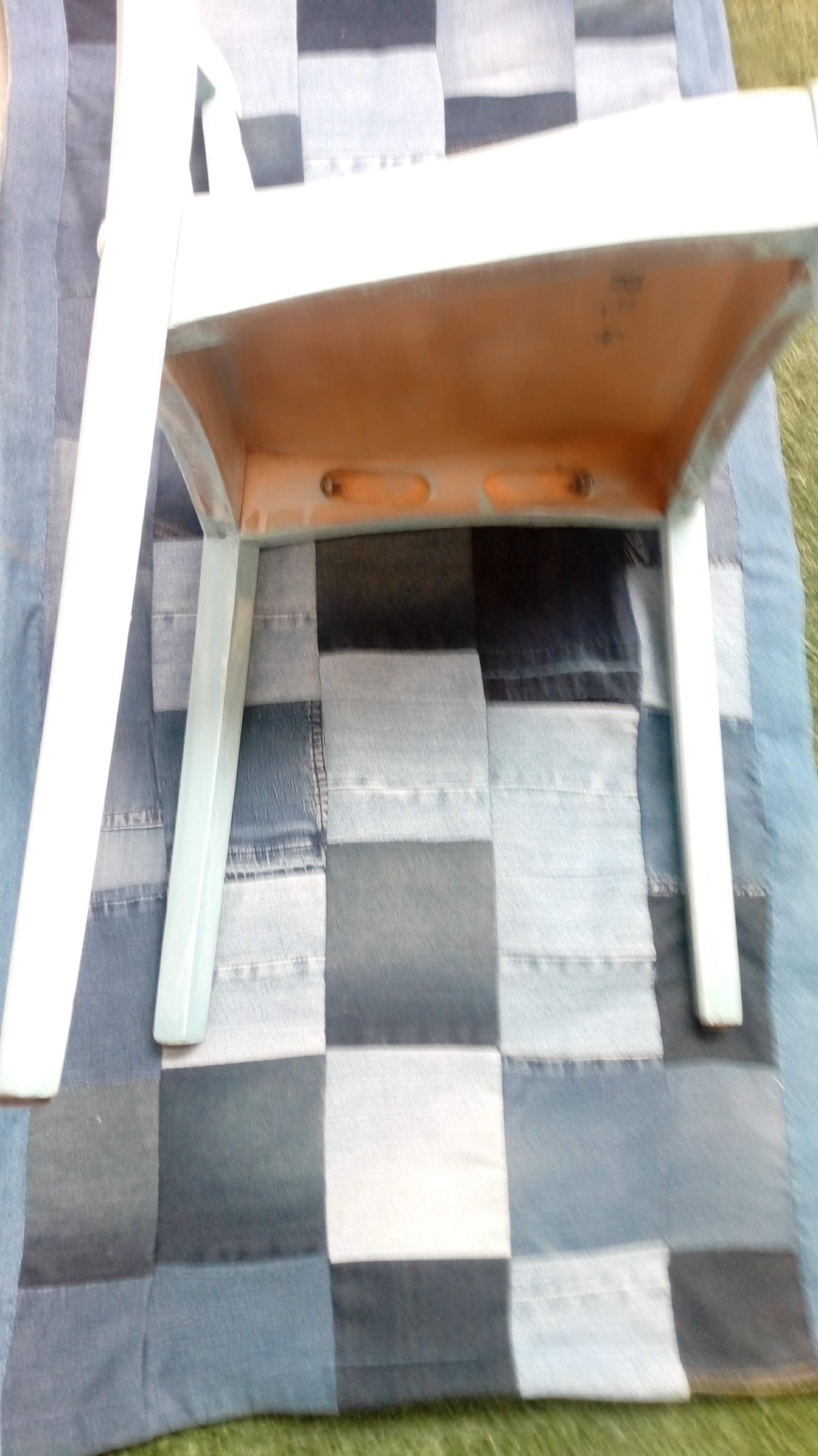 Patinated old blue bistro chair