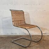 Ensemble de 4 chaises mr10 en rotin de mies van der rohe