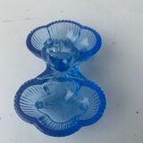 Saleron en verre bleu ancien art déco