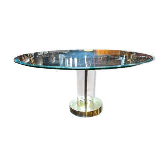 Hollywood Regency round table with cylindrical central foot by Romeo Rega, ca 1970