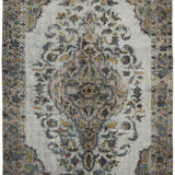 Handmade distressed oriental 1980s 169 cm x 263 cm grey rug