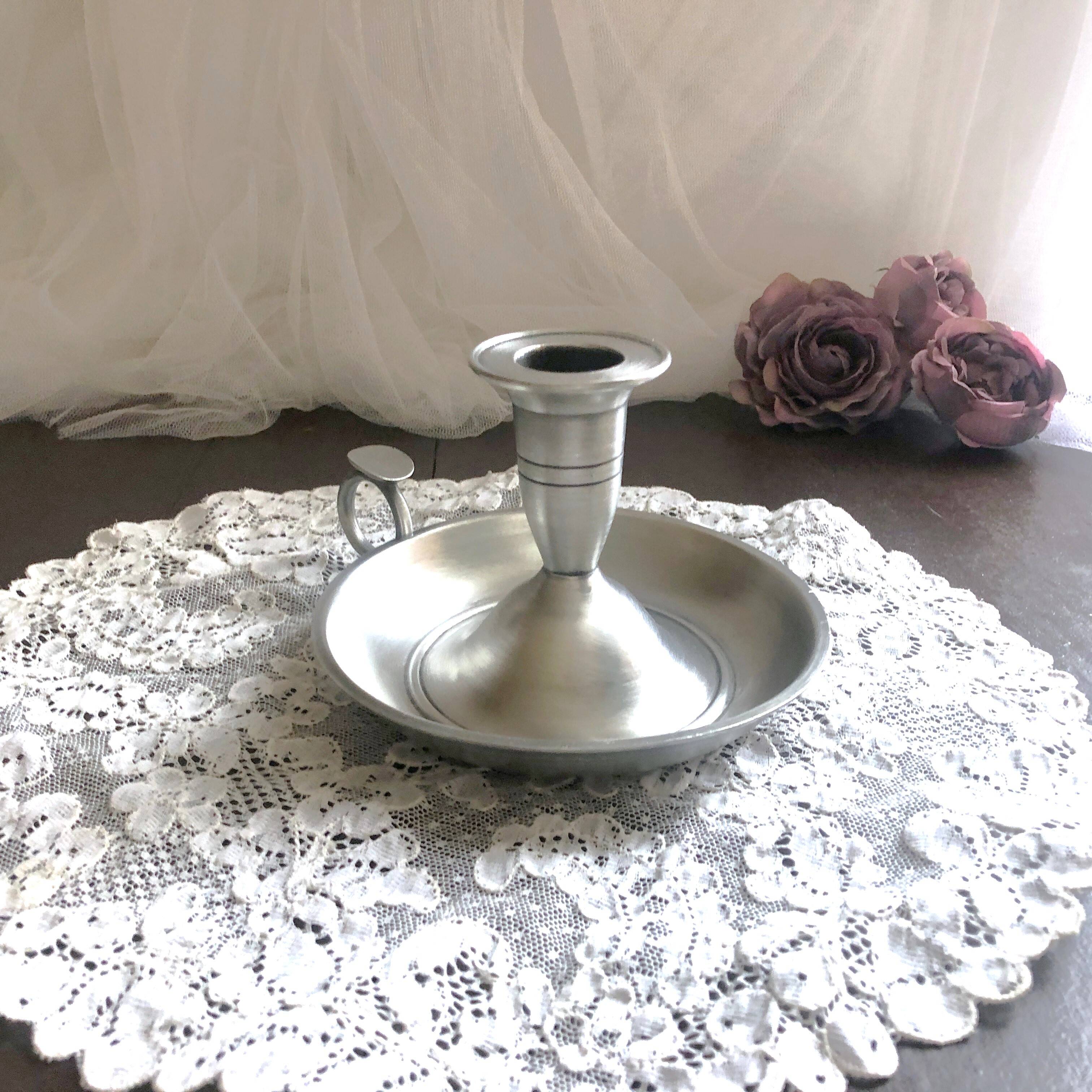 Pewter hand candle holder