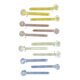 12 porte-couteaux en verre soufflé coloré, design rayé.