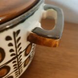 Earthenware casserole by Boch walnut model