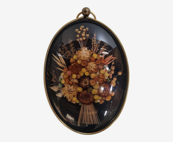 Cadre fleuri verre bombé