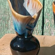 "Pair of vintage glazed ceramic vases – blue flamed glaze – ann"