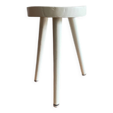 Tabouret tripode bois blanc vintage