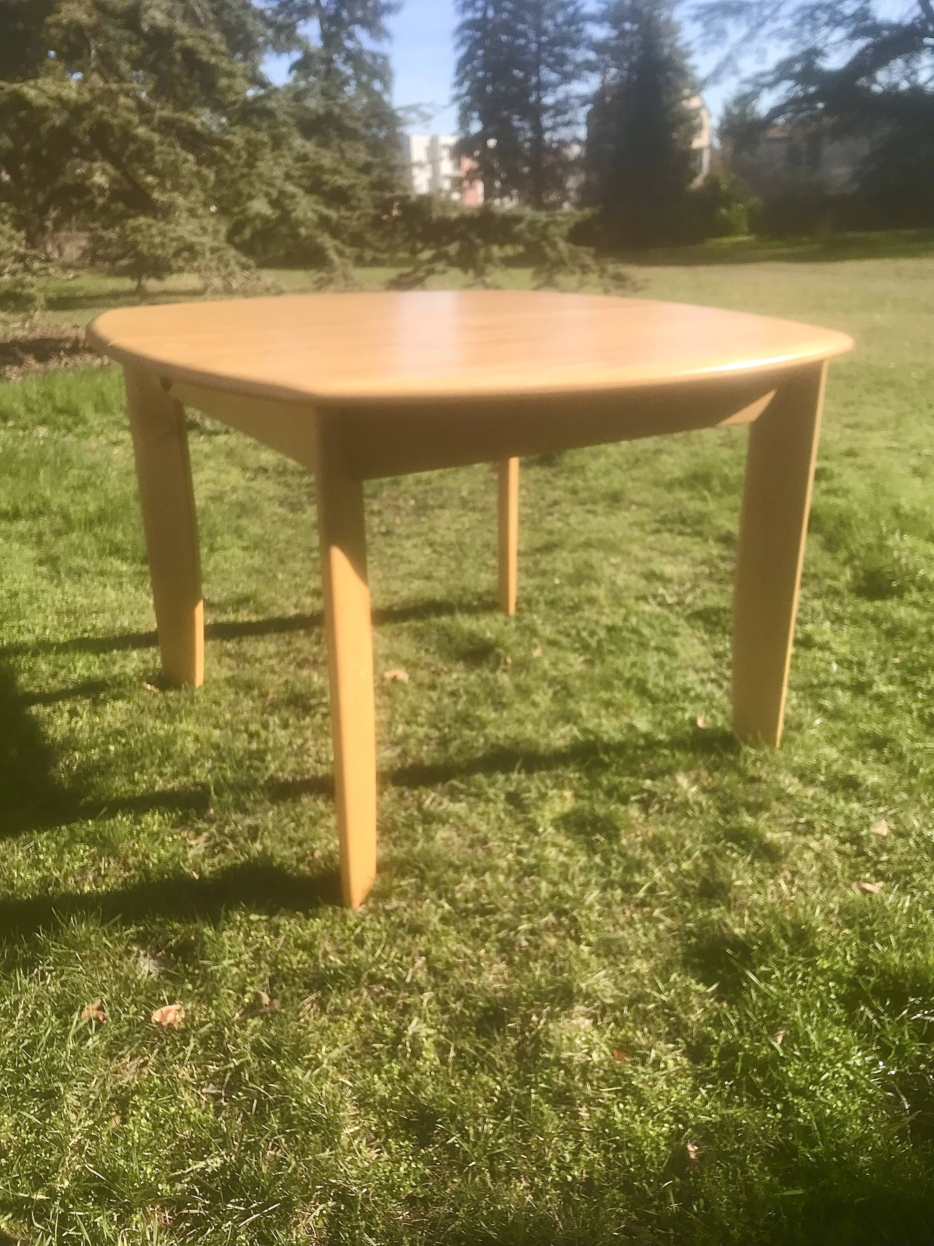 Vintage beech extendable dining table 1980