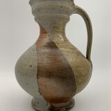 Vintage stoneware pitcher, iridescent two-tone enamel - 1960s-1970s