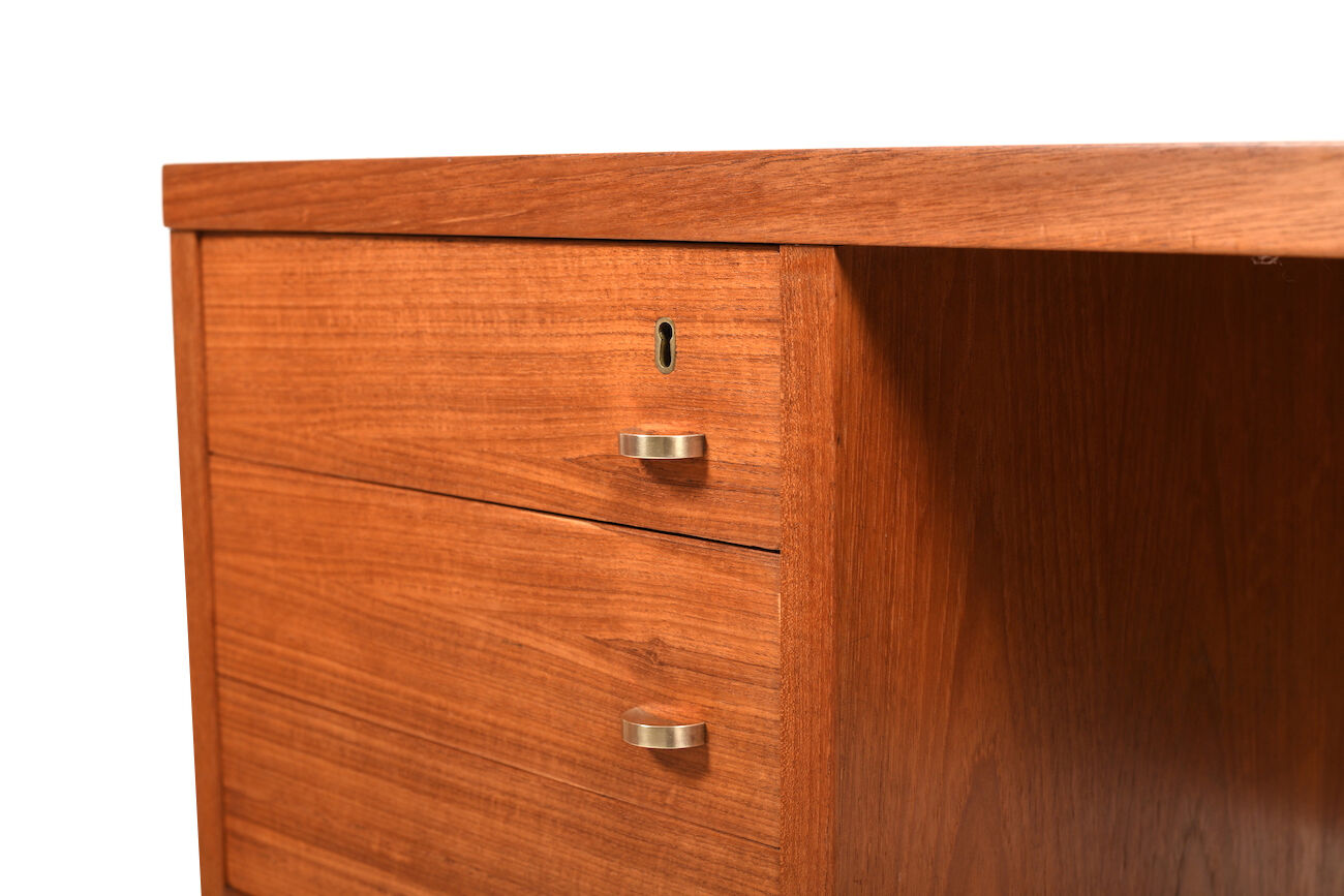 Mid Century Modern Danish Desk with Brass Handles