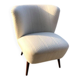 Fauteuil club blanc en hêtre massif style Mid-Century, Hongrie, années 1950